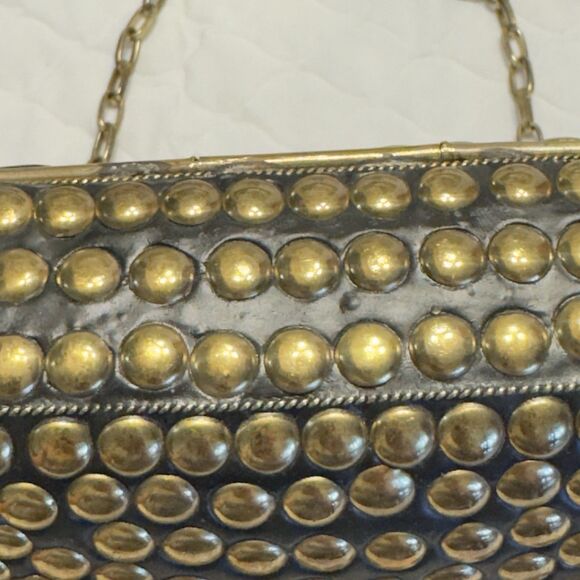 Love Binetti Diego Metal Brass Stud Clutch Bag Mini Purse Butterfly Coral Tassel - Picture 15 of 16